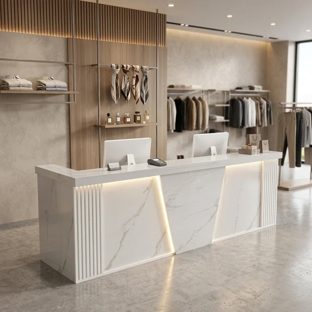 Corporate Reception Desk Boutique Counter Commercial Bar Table 120-480cm Salon