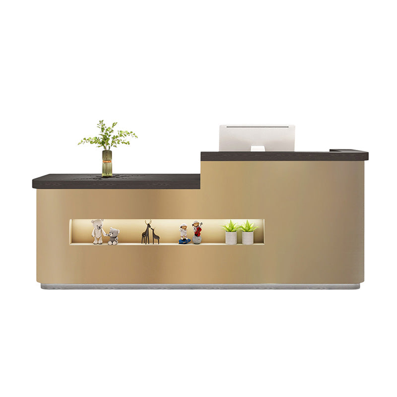 Fully Assembled Stainless Steel Counter Corporate Reception Desk Salon 100-400cm