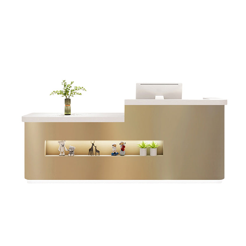 Fully Assembled Stainless Steel Counter Corporate Reception Desk Salon 100-400cm