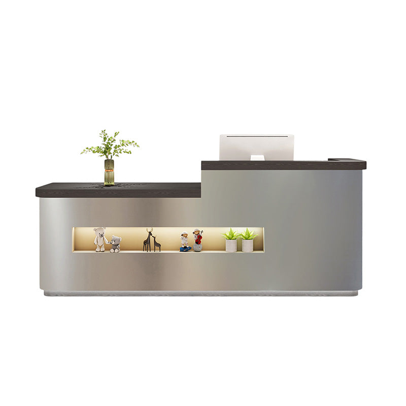 Fully Assembled Stainless Steel Counter Corporate Reception Desk Salon 100-400cm