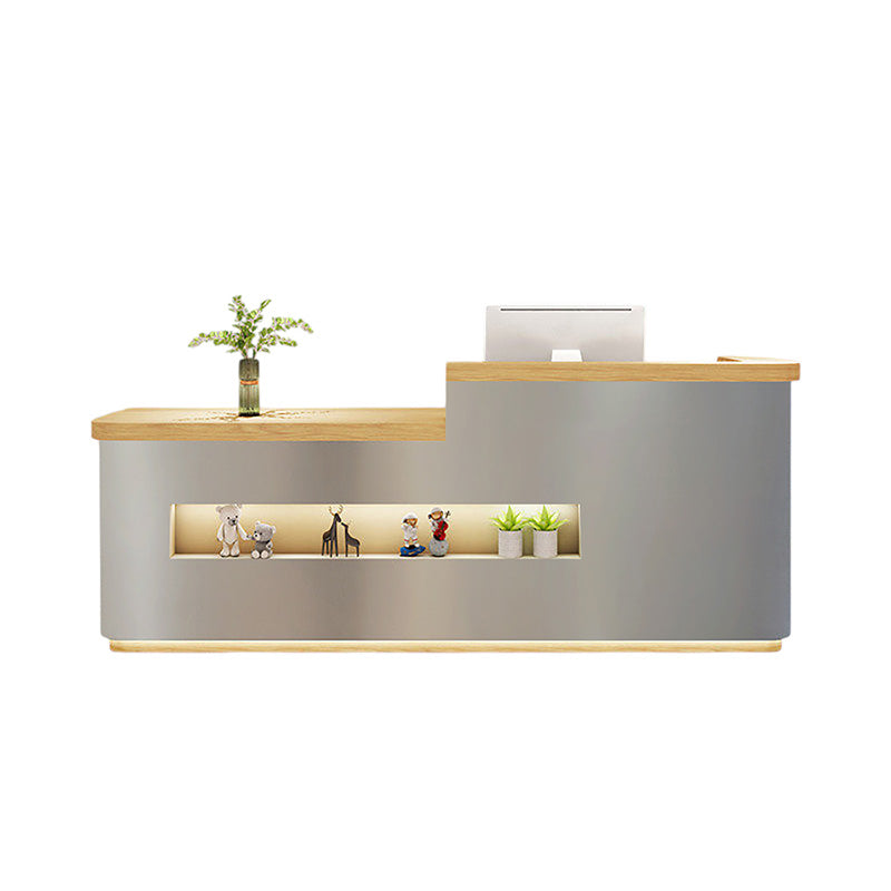 Fully Assembled Stainless Steel Counter Corporate Reception Desk Salon 100-400cm