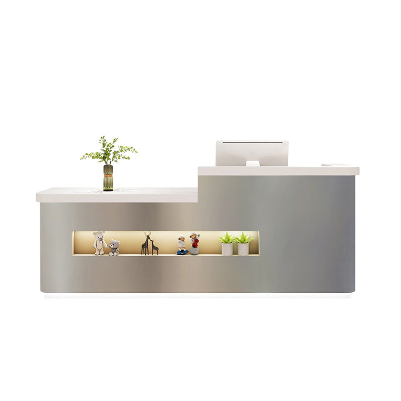 Fully Assembled Stainless Steel Counter Corporate Reception Desk Salon 100-400cm