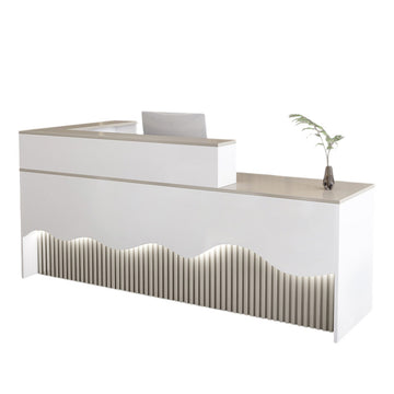 L Shaped Reception Desk LED Flat Pack Counter Corporate Front Desk Retail Shop