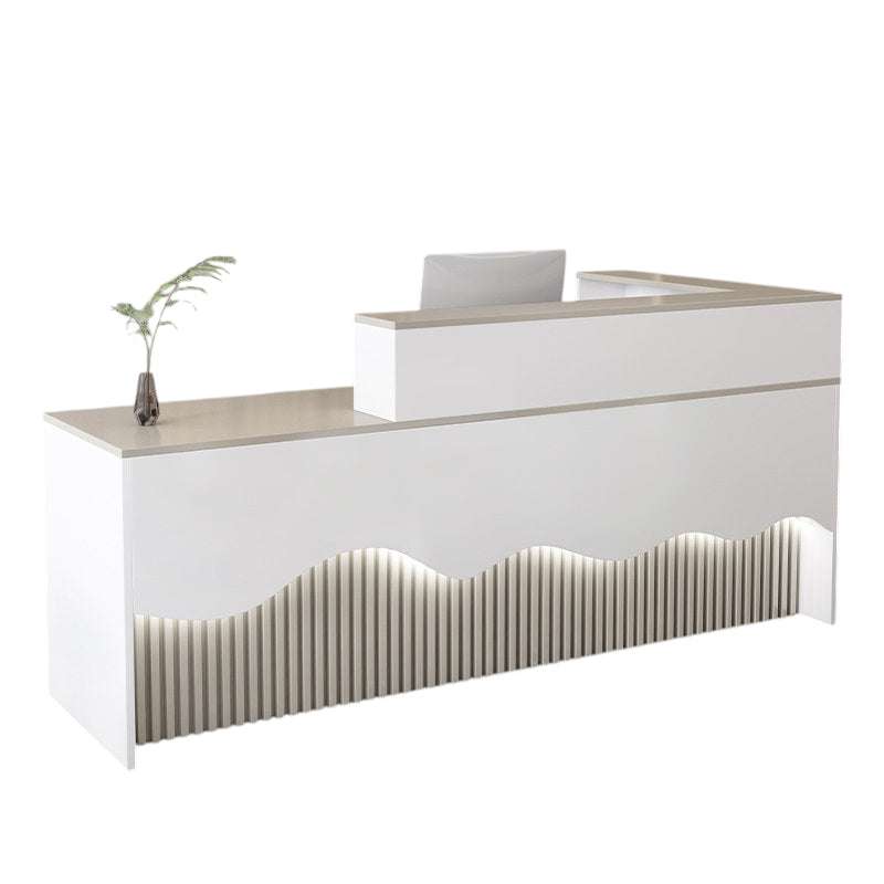 L Shaped Reception Desk LED Flat Pack Counter Corporate Front Desk Retail Shop