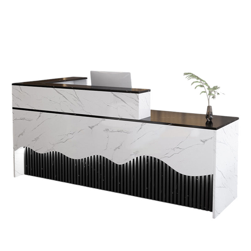 L Shaped Reception Desk LED Flat Pack Counter Corporate Front Desk Retail Shop