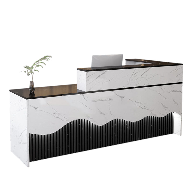 L Shaped Reception Desk LED Flat Pack Counter Corporate Front Desk Retail Shop