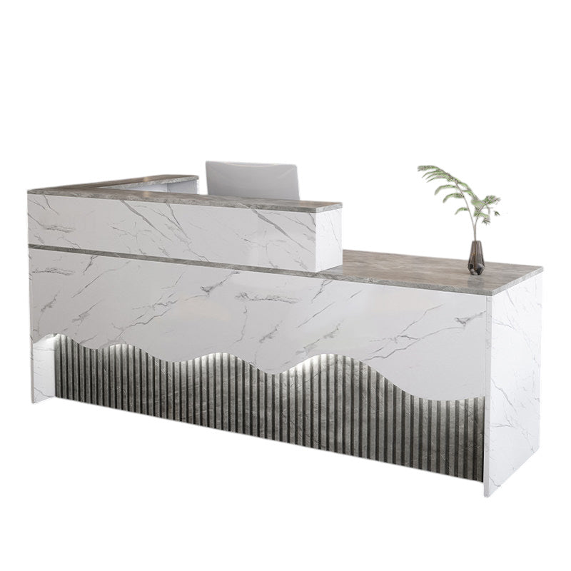 L Shaped Reception Desk LED Flat Pack Counter Corporate Front Desk Retail Shop