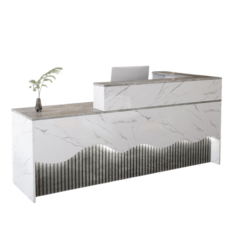 L Shaped Reception Desk LED Flat Pack Counter Corporate Front Desk Retail Shop