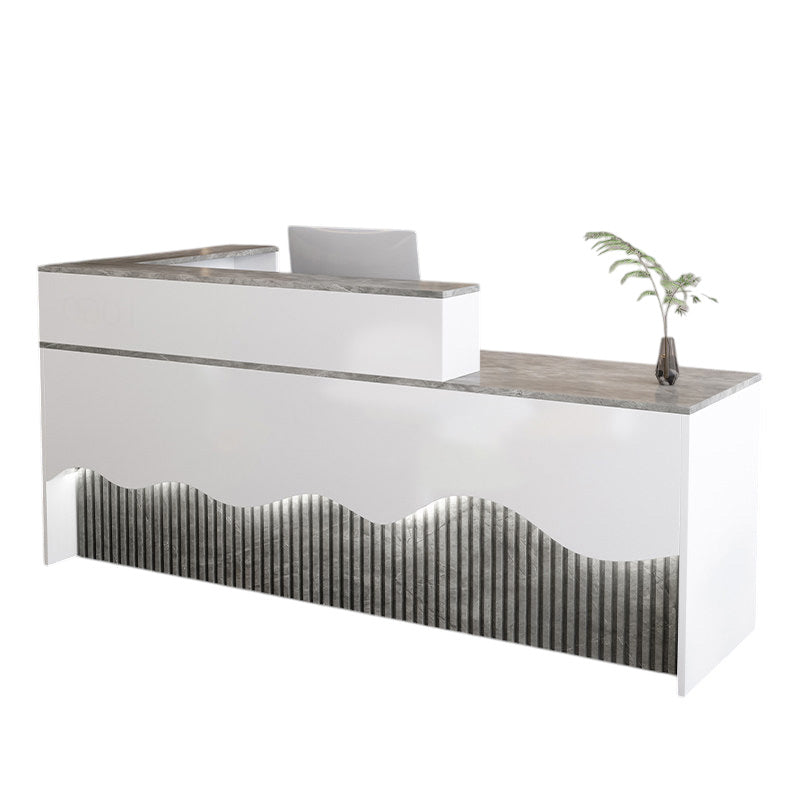 L Shaped Reception Desk LED Flat Pack Counter Corporate Front Desk Retail Shop