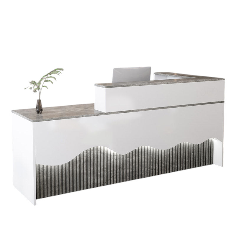 L Shaped Reception Desk LED Flat Pack Counter Corporate Front Desk Retail Shop