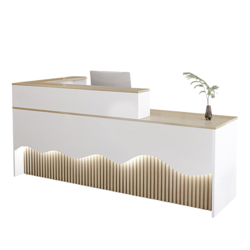 L Shaped Reception Desk LED Flat Pack Counter Corporate Front Desk Retail Shop