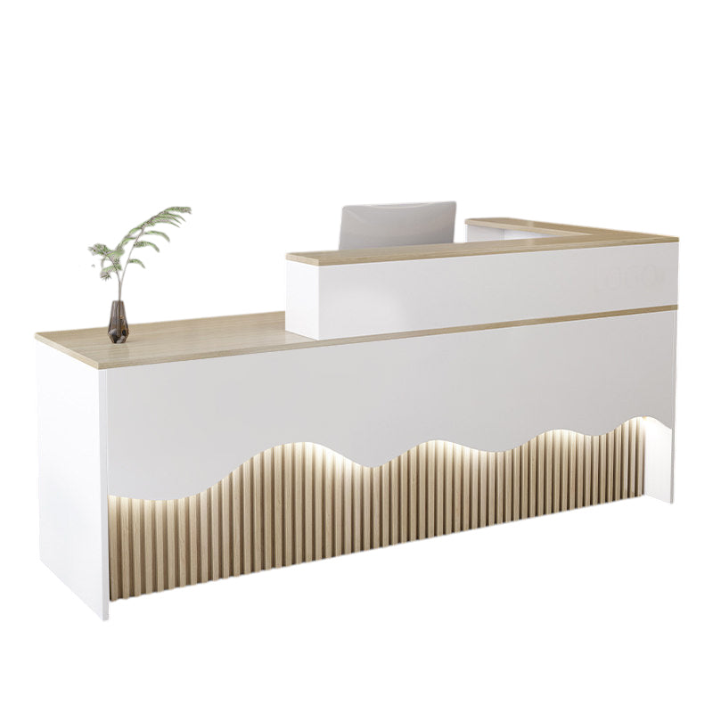 L Shaped Reception Desk LED Flat Pack Counter Corporate Front Desk Retail Shop