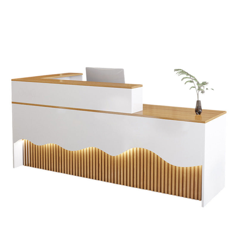 L Shaped Reception Desk LED Flat Pack Counter Corporate Front Desk Retail Shop