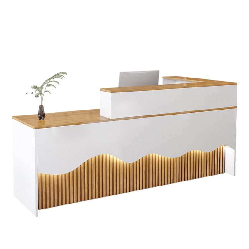 L Shaped Reception Desk LED Flat Pack Counter Corporate Front Desk Retail Shop