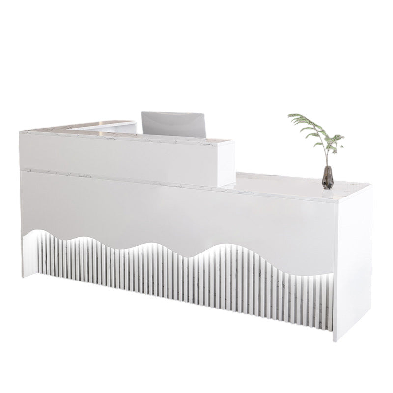 L Shaped Reception Desk LED Flat Pack Counter Corporate Front Desk Retail Shop
