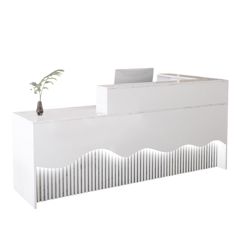 L Shaped Reception Desk LED Flat Pack Counter Corporate Front Desk Retail Shop
