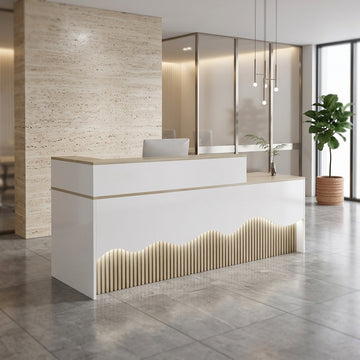 L Shaped Reception Desk LED Flat Pack Counter Corporate Front Desk Retail Shop