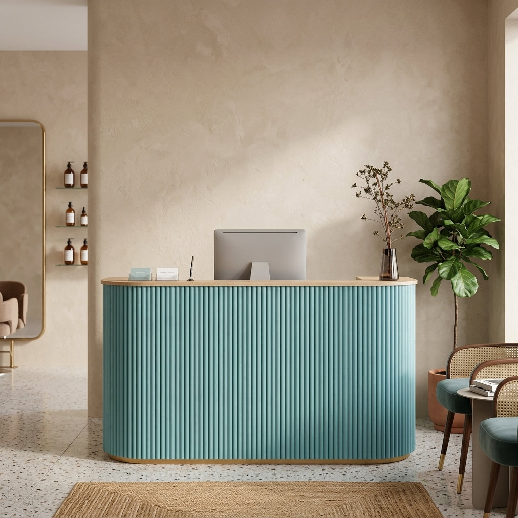 Curved Reception Desk Fully Assembled Counter Cafe Bar Table Salon Front Desk