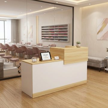 Flat Pack Reception Desk Melamine Office Counter Compact Bar Boutique Salon
