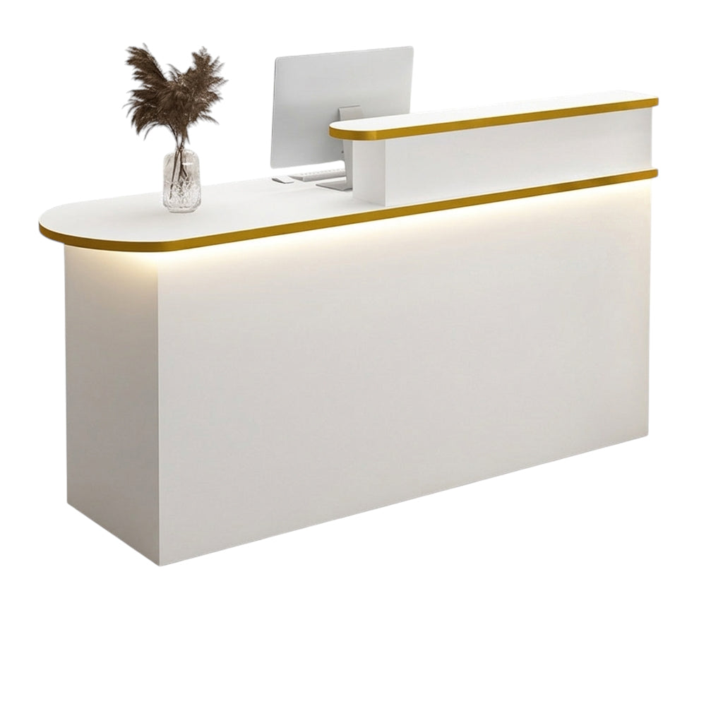 LED Luxury Reception Desk Compact Counter Retail Checkout Bar Corporate Front