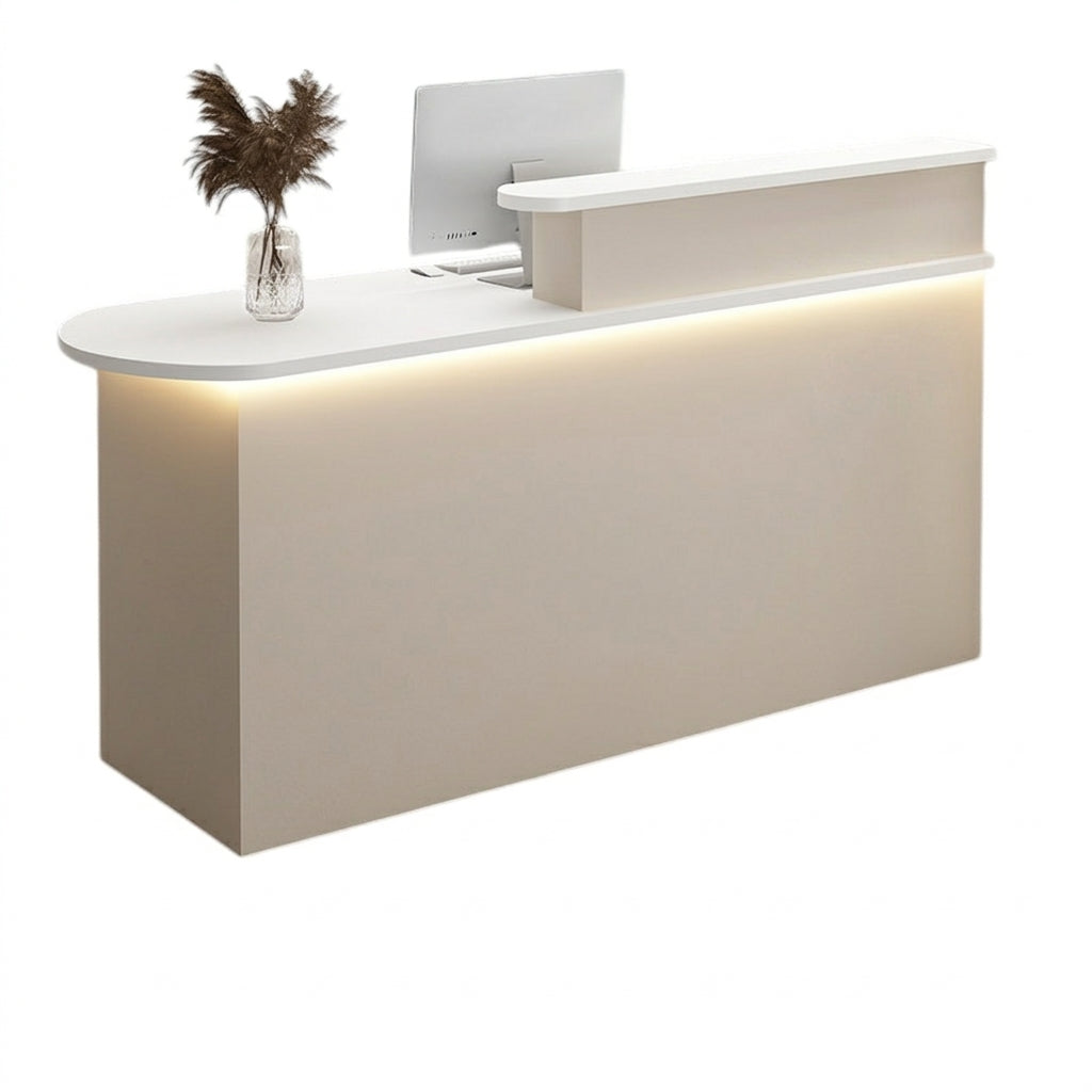LED Luxury Reception Desk Compact Counter Retail Checkout Bar Corporate Front