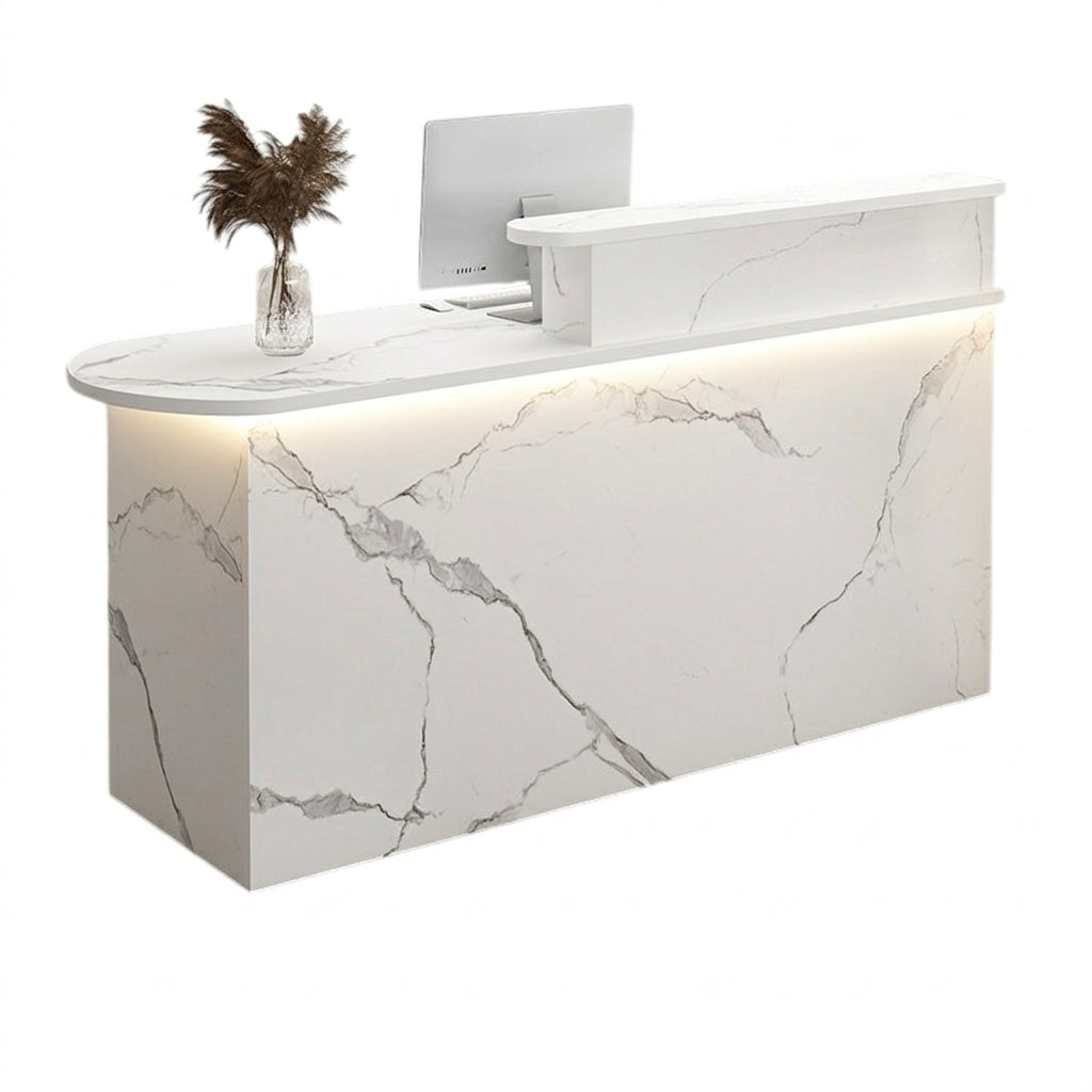 LED Luxury Reception Desk Compact Counter Retail Checkout Bar Corporate Front