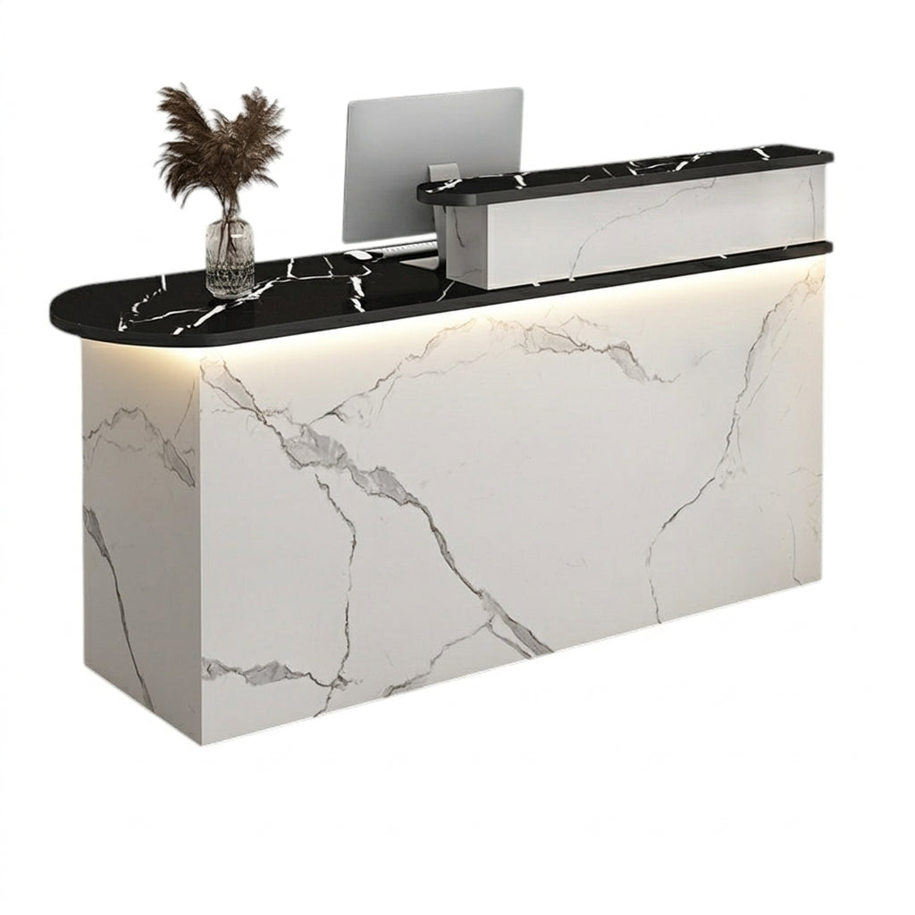 LED Luxury Reception Desk Compact Counter Retail Checkout Bar Corporate Front
