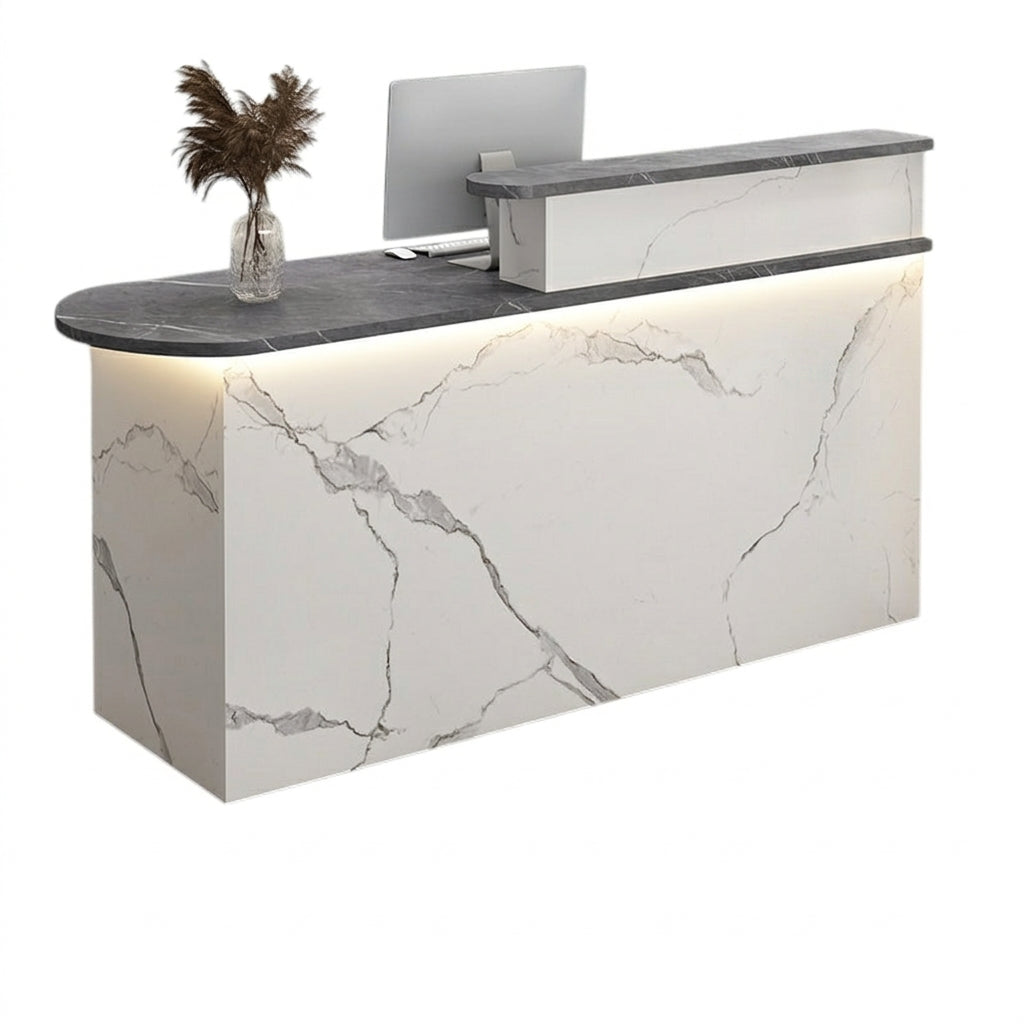 LED Luxury Reception Desk Compact Counter Retail Checkout Bar Corporate Front