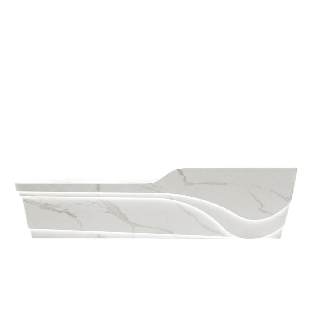 Gloss Finish Curved Reception Desk Modern Shop Counter Corporate Bar 100-420cm