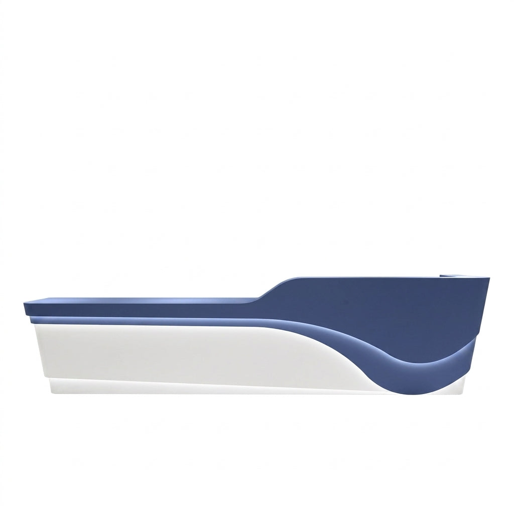Gloss Finish Curved Reception Desk Modern Shop Counter Corporate Bar 100-420cm