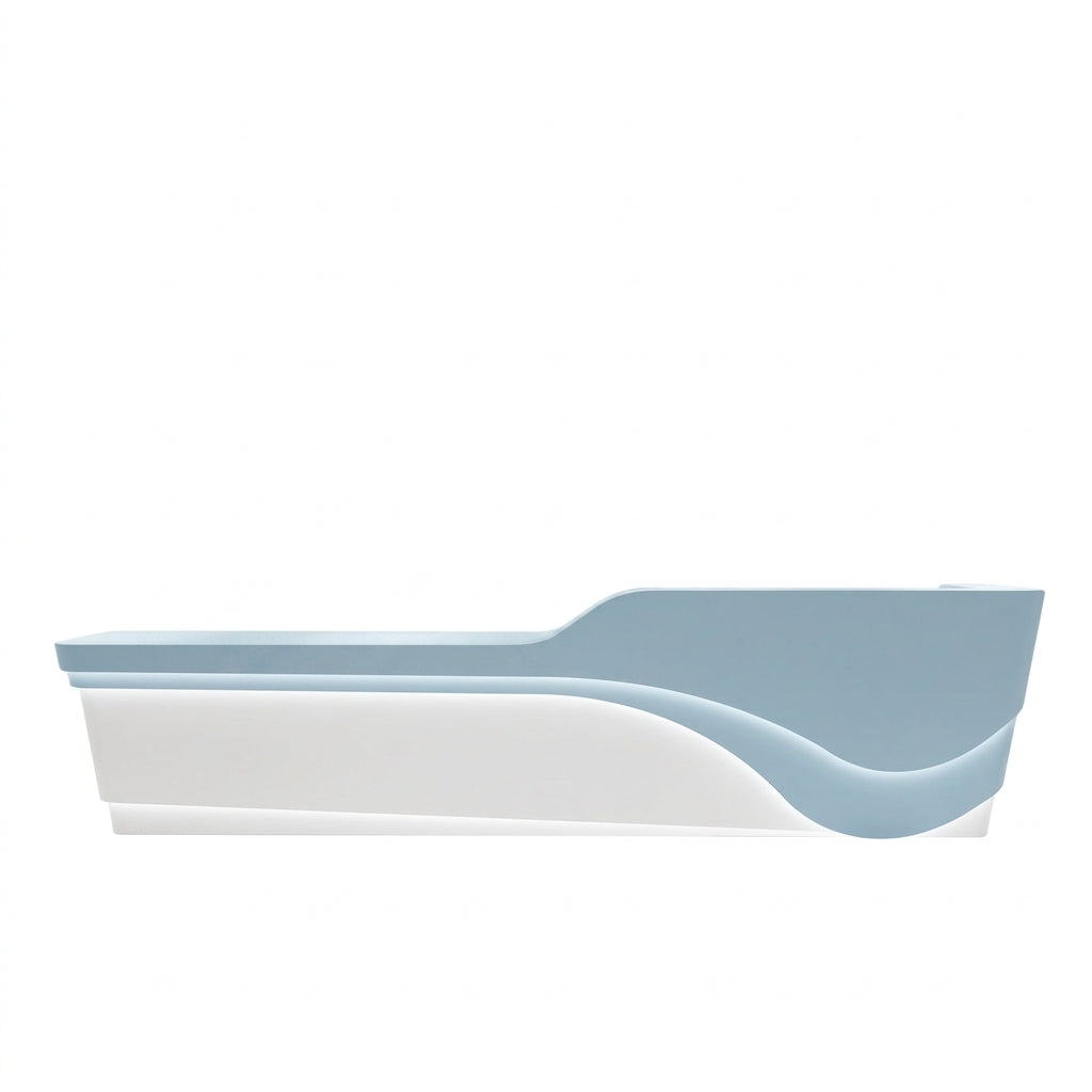 Gloss Finish Curved Reception Desk Modern Shop Counter Corporate Bar 100-420cm