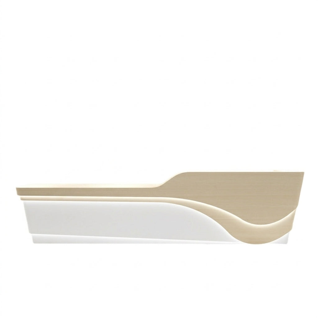Gloss Finish Curved Reception Desk Modern Shop Counter Corporate Bar 100-420cm