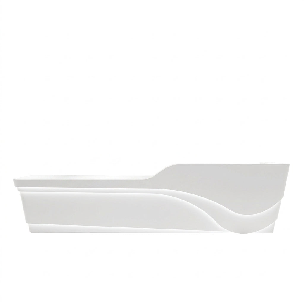 Gloss Finish Curved Reception Desk Modern Shop Counter Corporate Bar 100-420cm