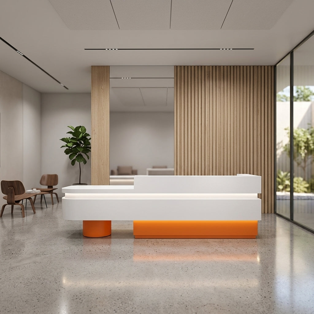 Gloss Premium Reception Desk Fully Assembled Commercial Counter Bar 120-380cm