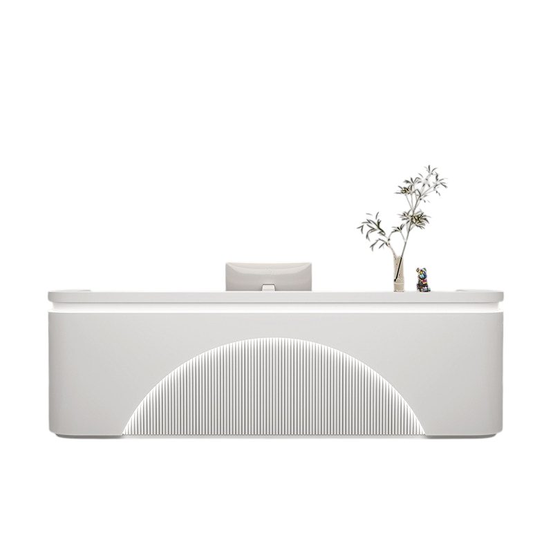 Gloss Curved Reception Desk Fully Assembled Shop Counter Salon Office 100-400cm