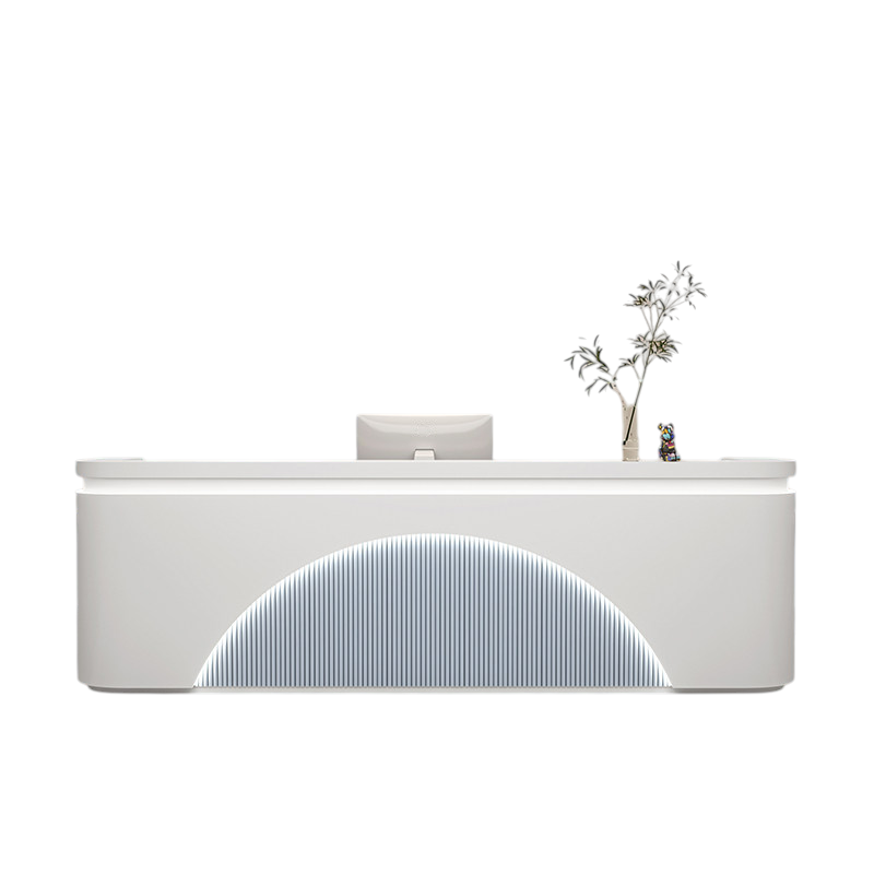 Gloss Curved Reception Desk Fully Assembled Shop Counter Salon Office 100-400cm