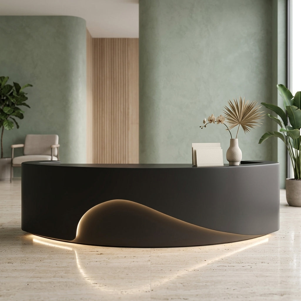 Curved Reception Desk Fully Assembled Retail Salon Counter Office 150-550cm BDLFurniture