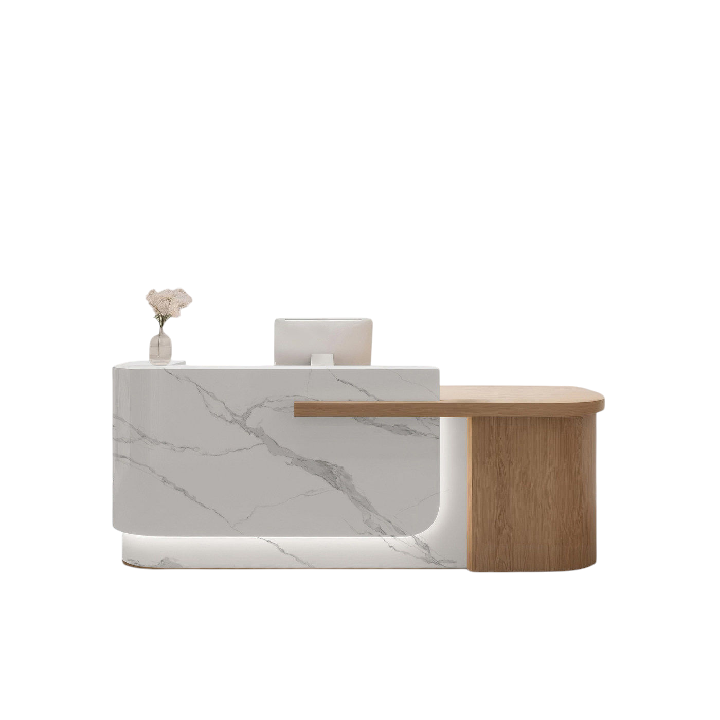 Timber Reception Desk Custom Logo Fully Assembled Shop Front Counter Cabinet