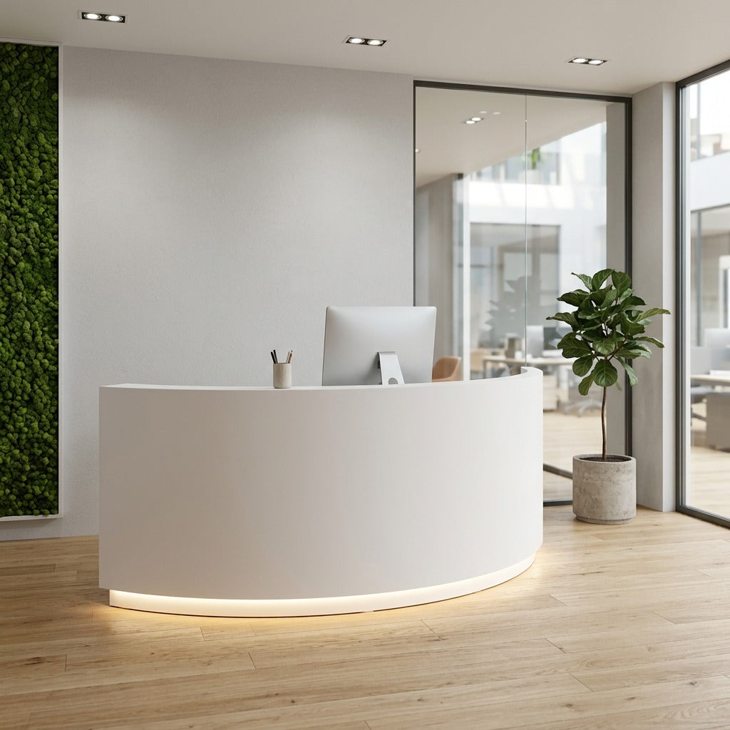 Curved Reception Desk Elegant Counter for Salons | 140cm-400cm Front Desk