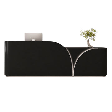 BDLFurniture Cream Gloss Reception Desk & Front Desk 120-340cm Storage Assembled