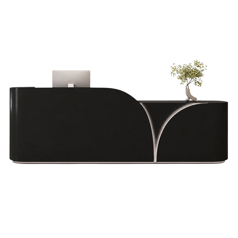 BDLFurniture Cream Gloss Reception Desk & Front Desk 120-340cm Storage Assembled