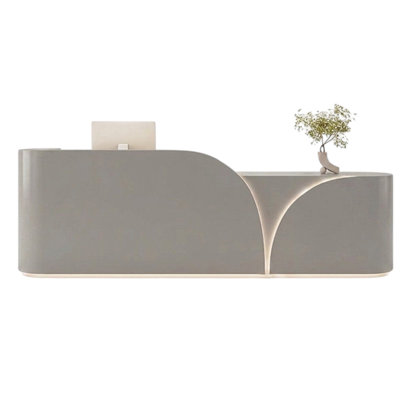 BDLFurniture Cream Gloss Reception Desk & Front Desk 120-340cm Storage Assembled