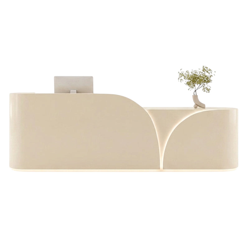 BDLFurniture Cream Gloss Reception Desk & Front Desk 120-340cm Storage Assembled