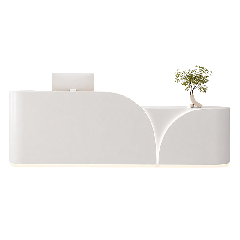 BDLFurniture Cream Gloss Reception Desk & Front Desk 120-340cm Storage Assembled