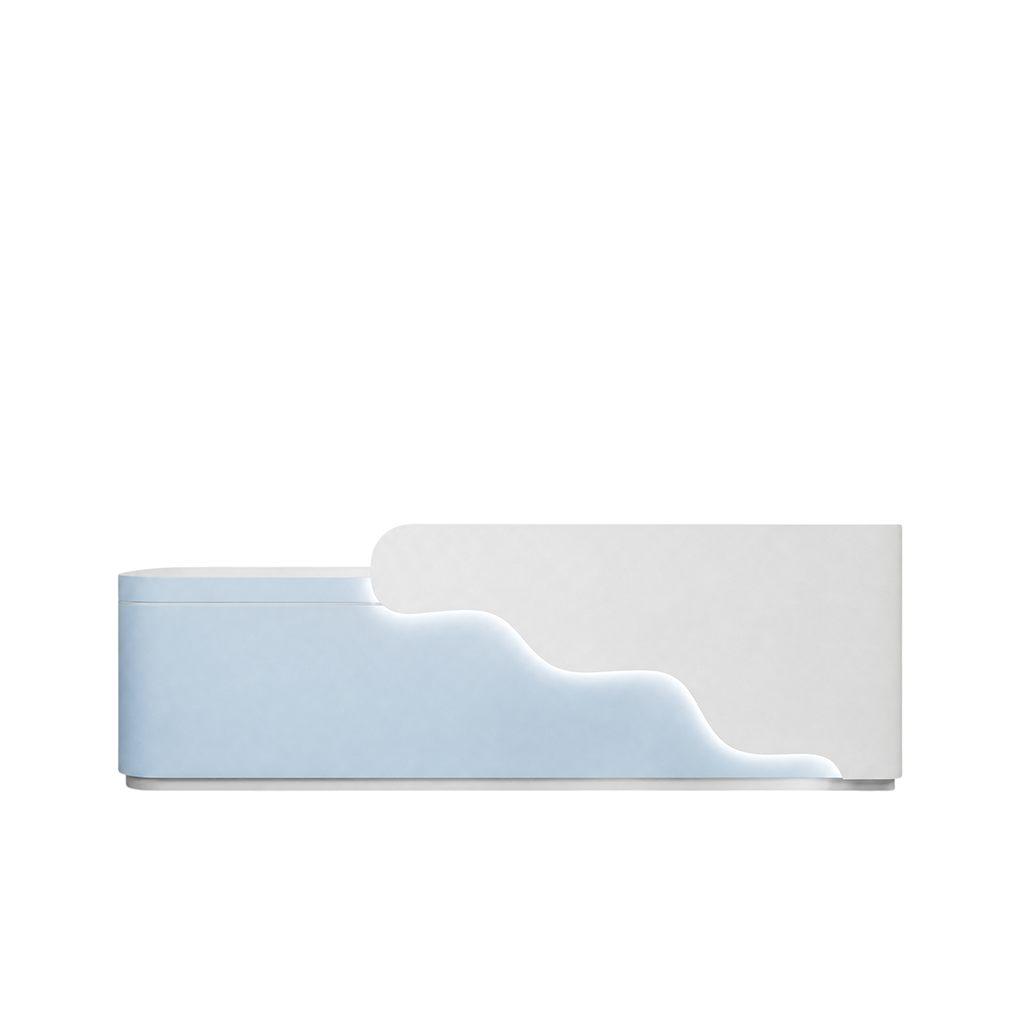 BDLFurniture Curved LED Reception Desk & Front Desk 120-360cm for Kids Education