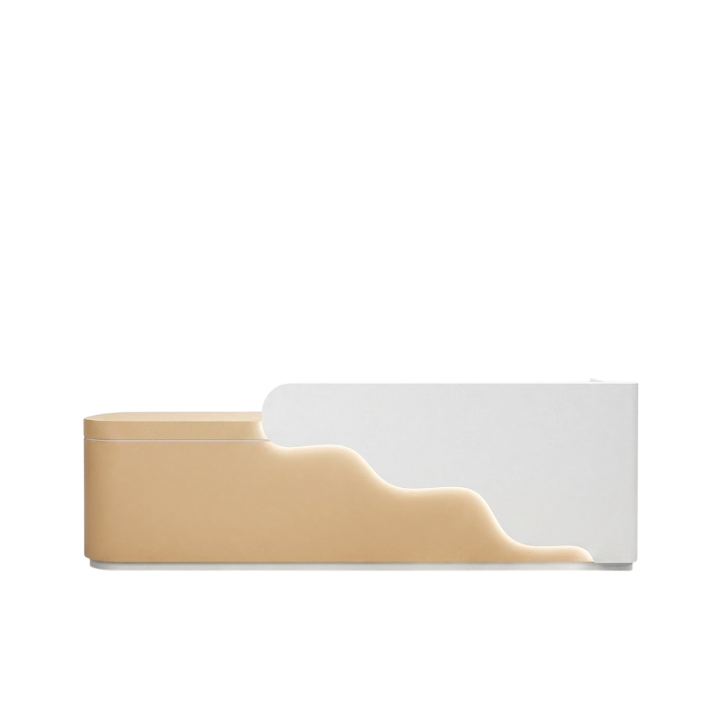 BDLFurniture Curved LED Reception Desk & Front Desk 120-360cm for Kids Education