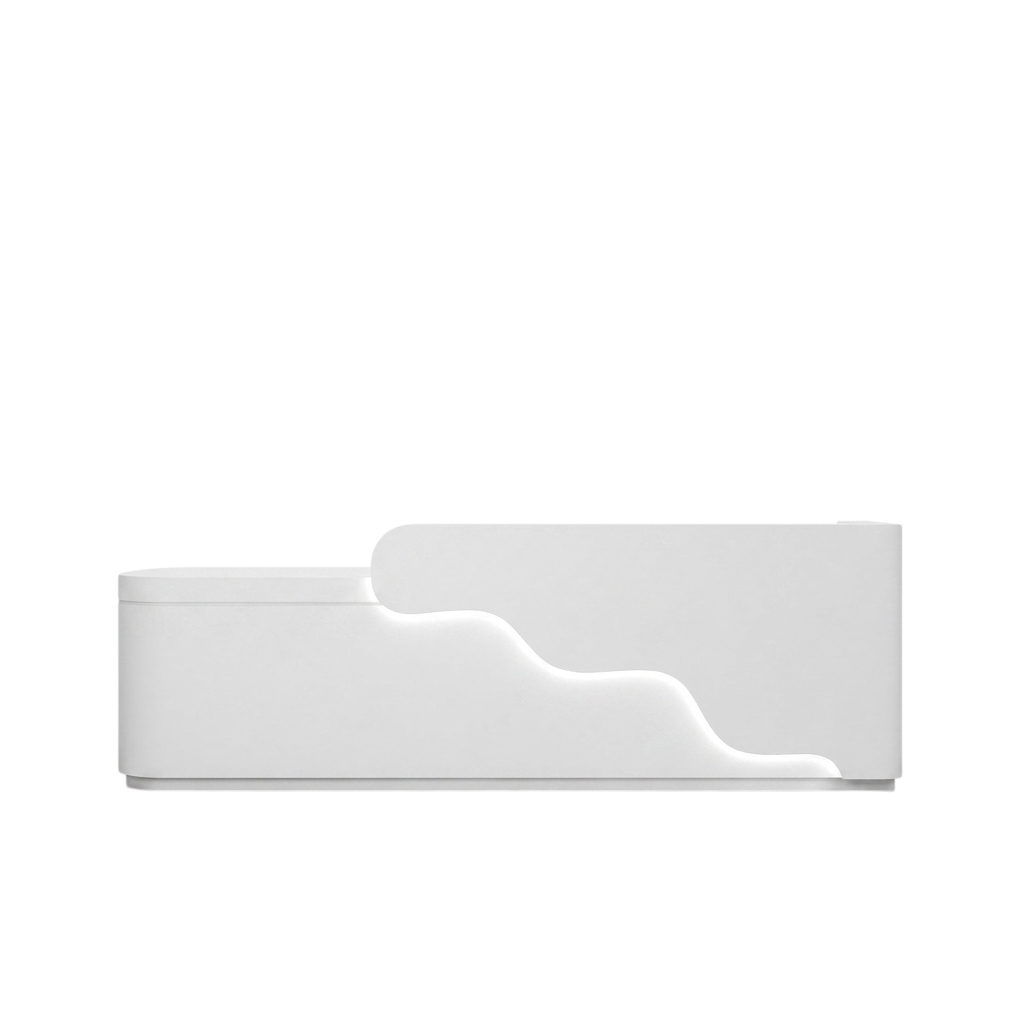BDLFurniture Curved LED Reception Desk & Front Desk 120-360cm for Kids Education