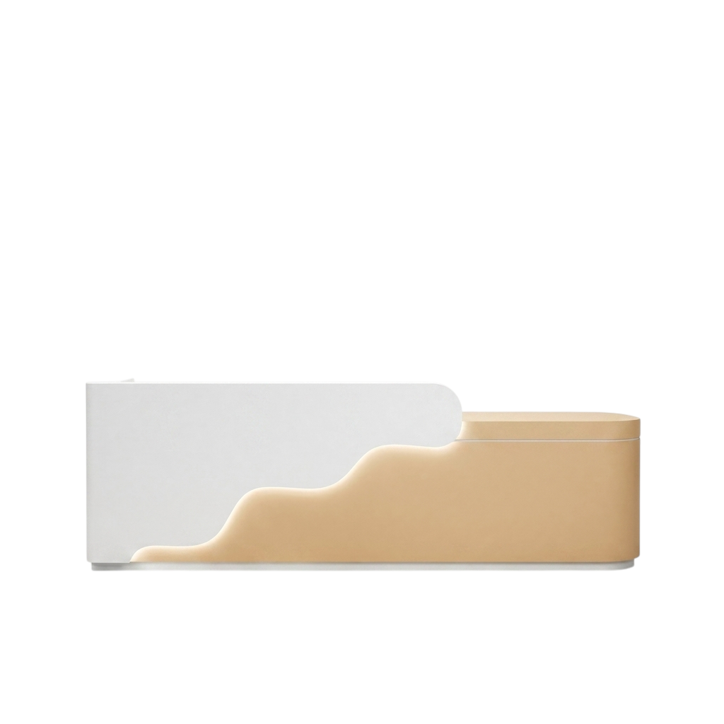 BDLFurniture Curved LED Reception Desk & Front Desk 120-360cm for Kids Education