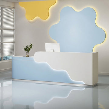BDLFurniture Curved LED Reception Desk & Front Desk 120-360cm for Kids Education