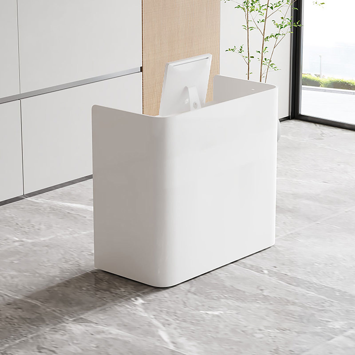 Modern White Reception Desk Front Counter for Office, Store & Salon 60cm-240cm